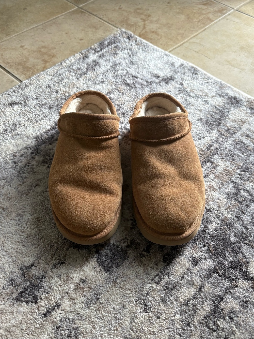 UGG Chestnut Brown Shearling-Lined Slip-On Slippers - Picture 2 of 8